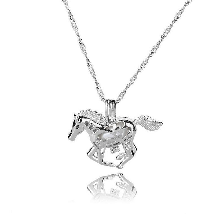 Glowing Horse Pendant Necklace with Galloping Horse Motif