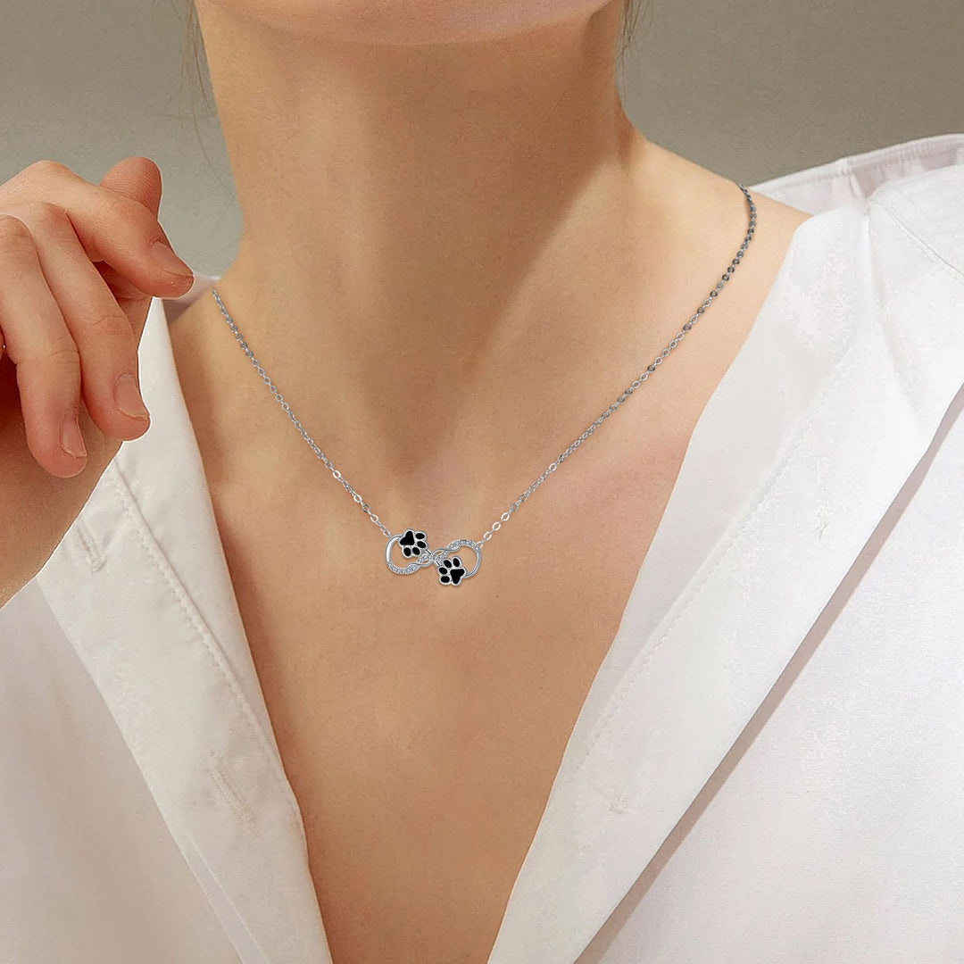 Infinite Love - Dog Paw Necklace with Zirconia