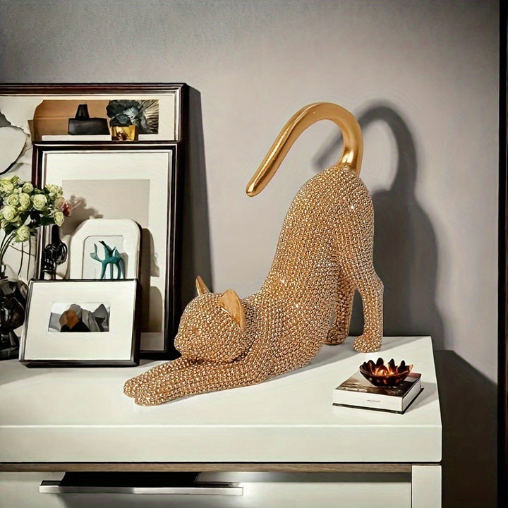 Stretching Cat Sculpture