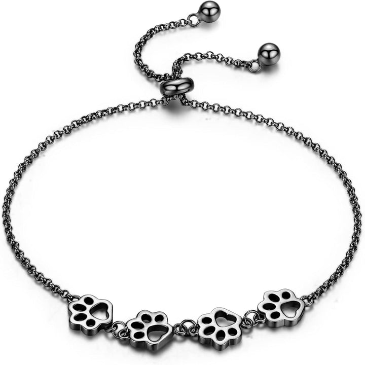 Sterling Silver Dog Paw Print Bracelet – Adjustable Bracelet