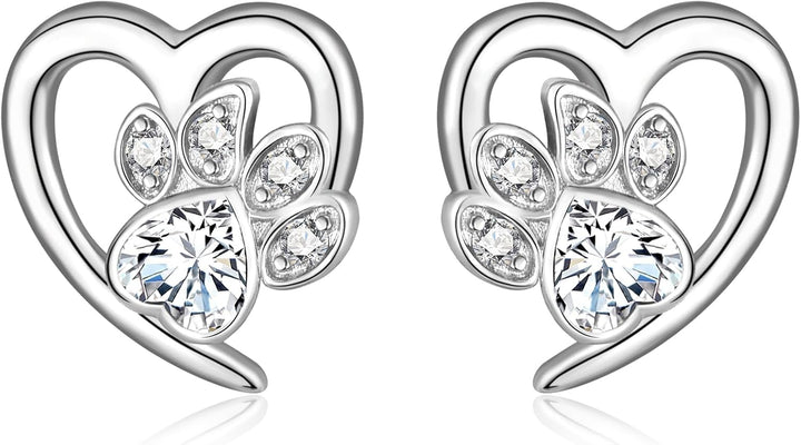 Earrings with Paw Prints & Heart – Pet Lover Jewelry