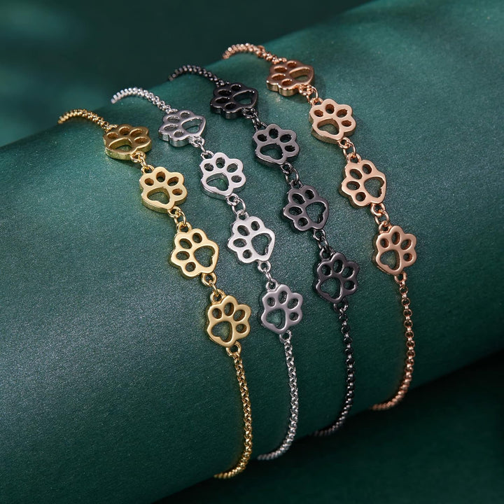 Sterling Silver Dog Paw Print Bracelet – Adjustable Bracelet