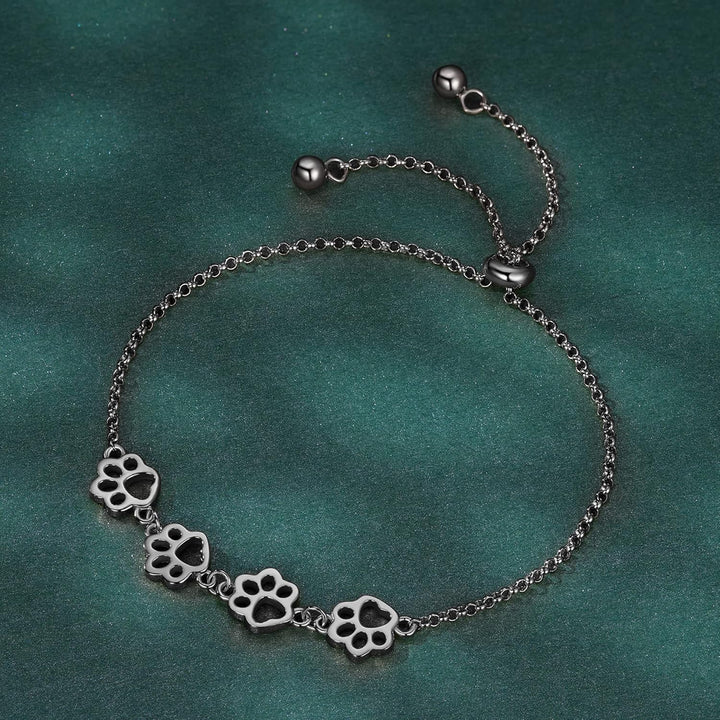 Sterling Silver Dog Paw Print Bracelet – Adjustable Bracelet