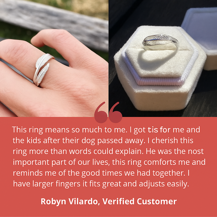 Feather of an Angel – Adjustable Memory Ring