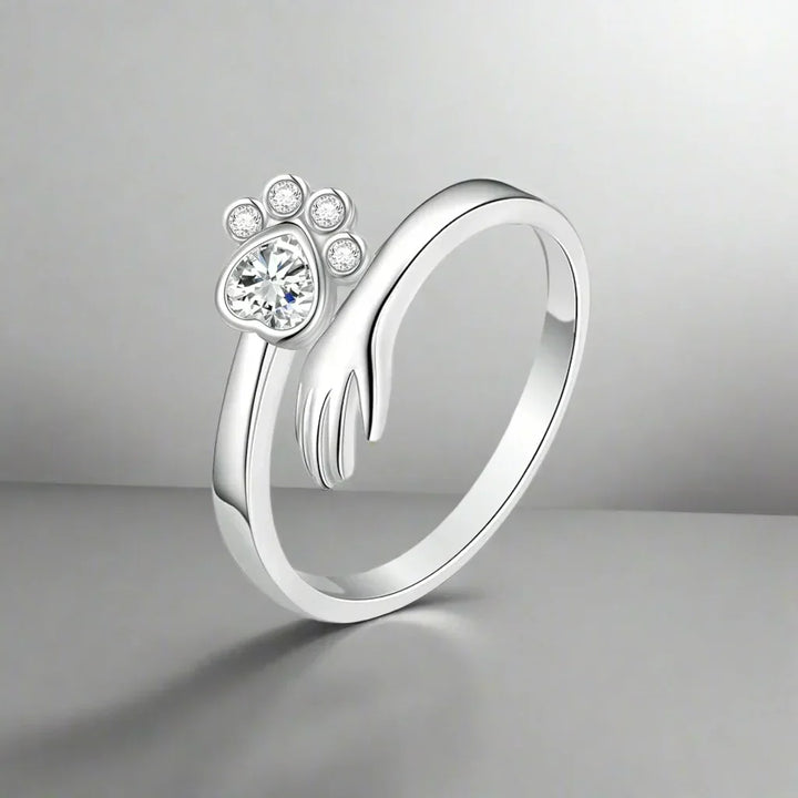 Adjustable Paw Ring Made of 925 Sterling Silver – Hand-in-Paw Design