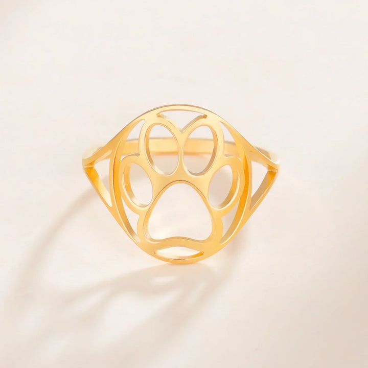 Delicate Paw Ring – Open Stainless Steel Ring with Animal Motif