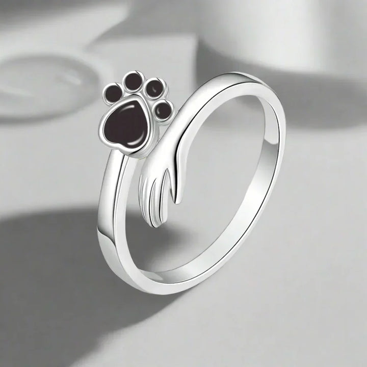 Adjustable Paw Ring Made of 925 Sterling Silver – Hand-in-Paw Design