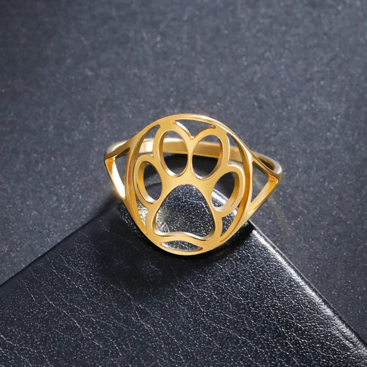 Delicate Paw Ring – Open Stainless Steel Ring with Animal Motif