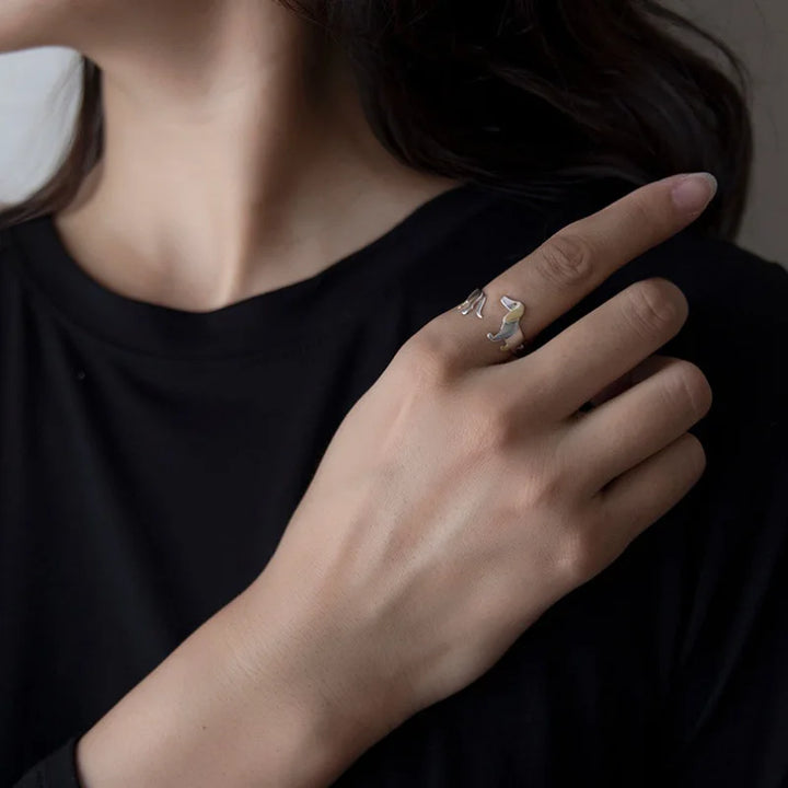 Adjustable Dachshund Ring – Handmade Animal Jewelry Ring for Women