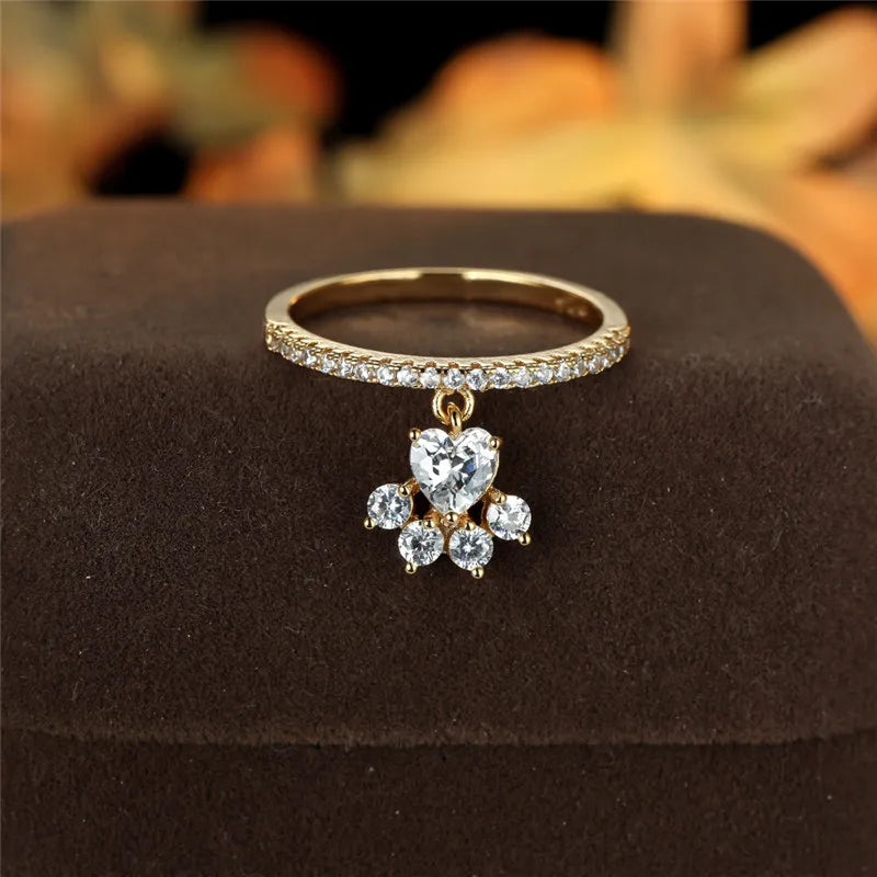 Paw & Heart Ring – Gold and Silver Look