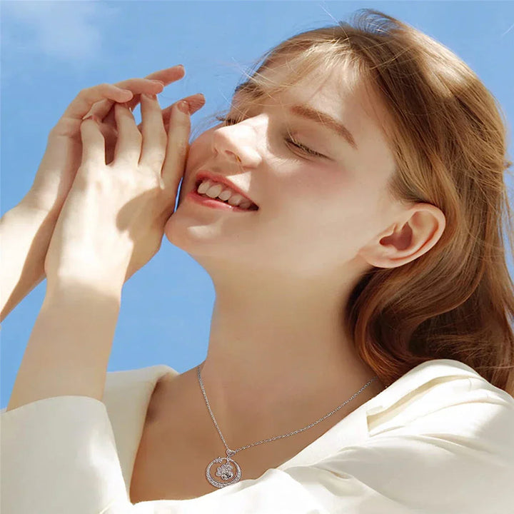 Cute Dog Paw Necklace Made of 925 Silver with Zirconia