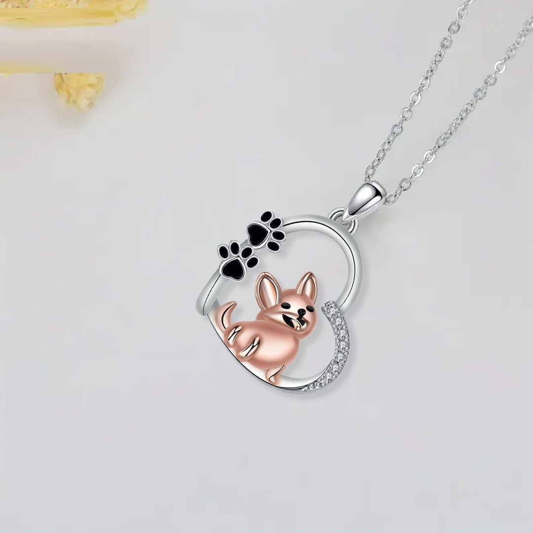 Alice Design | Heartfelt Friend Dog Necklace in Rose Gold
