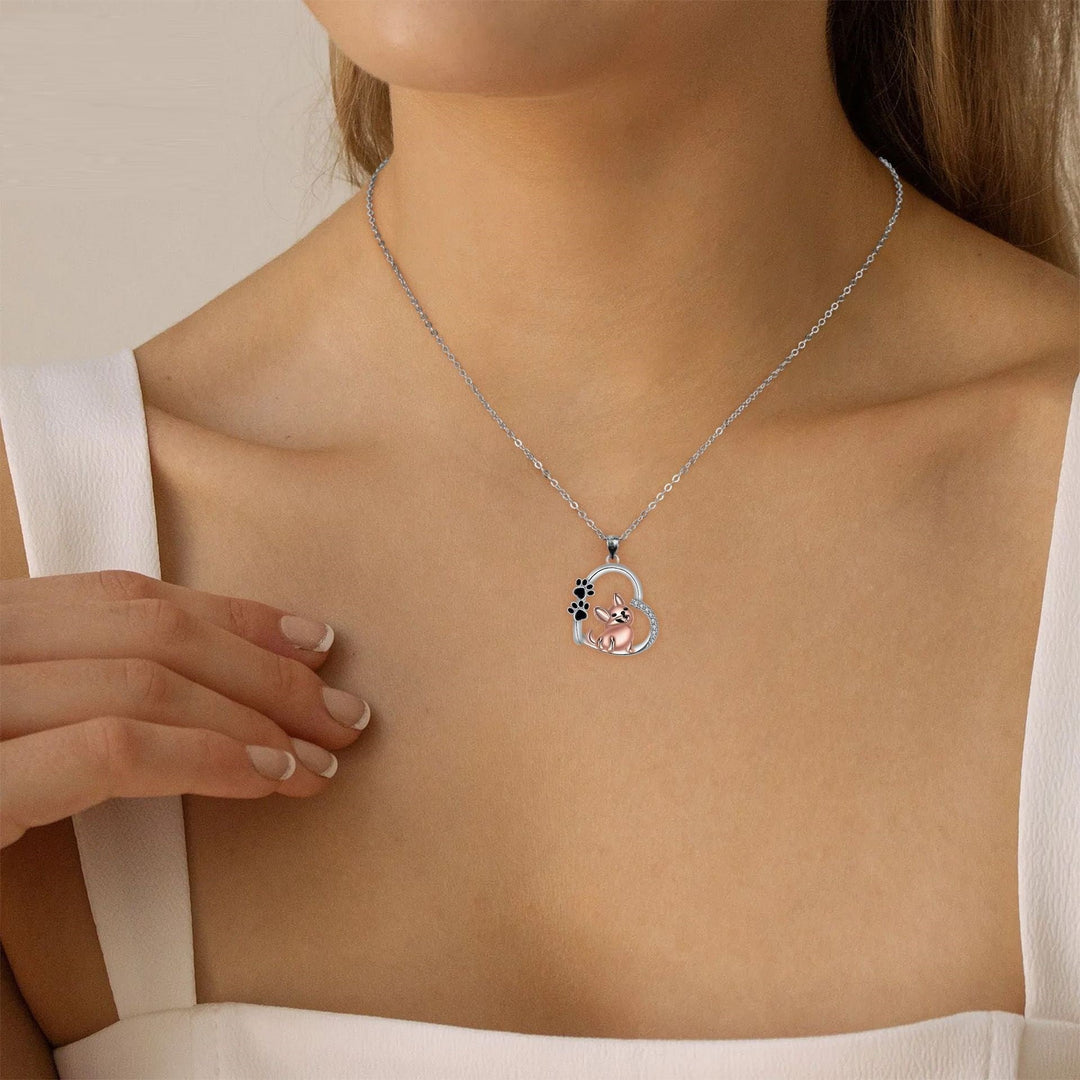 Alice Design | Heartfelt Friend Dog Necklace in Rose Gold